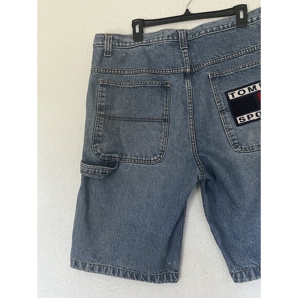 Vtg 90's Tommy Hilfiger DESTROYED GRUNGE CARPENTER PAINTER BAGGY Shorts Men 42 - Picture 11 of 15